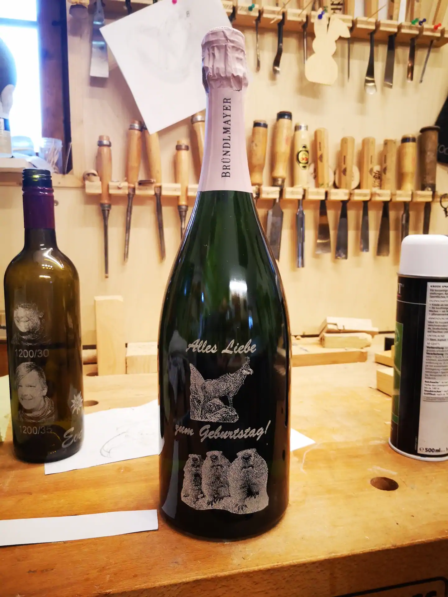 Gravierte Magnum Sektflasche